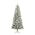 vidaXL Umelý Sklápací Vianočný Stromček Zelená a biela 180 cm 300 LED
