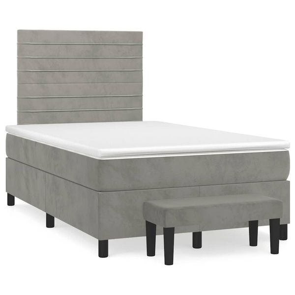 vidaXL Boxspring posteľ s matracom bledosivá 120x190 cm zamat