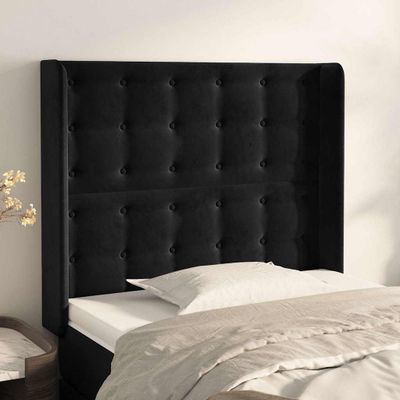 vidaXL Čelo postele so záhybmi čierne 103 x 16 x 118/128 cm zamat