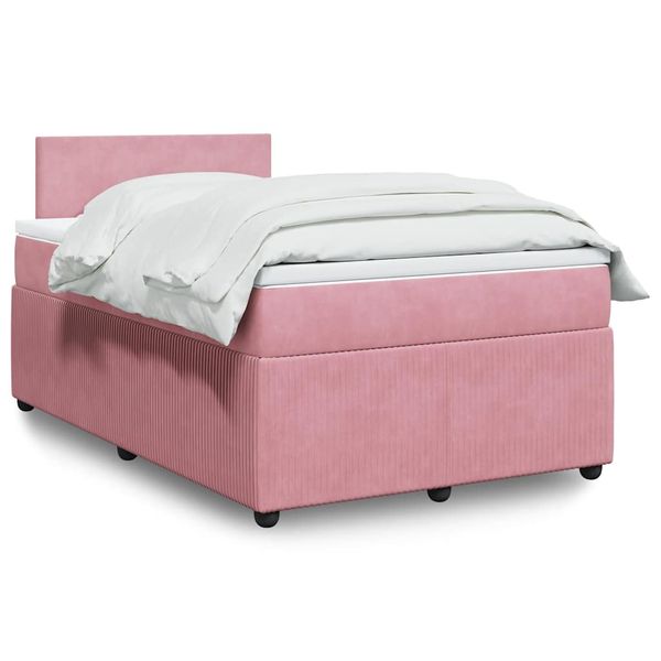 vidaXL Boxspring posteľ s matracom, ružová 120x190 cm, zamat