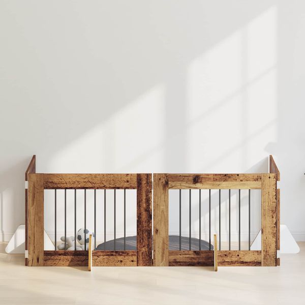vidaXL Brána pre psov so stojanmi 4 pcs Staré drevo 80 x 60 cm
