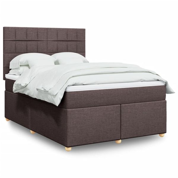 vidaXL Boxspring posteľ s matracom tmavohnedá 140x200 cm látka