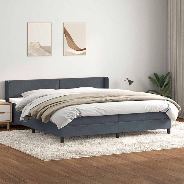 vidaXL Box Spring Posteľ s matracom tmavošedá 200x210 cm Zamat