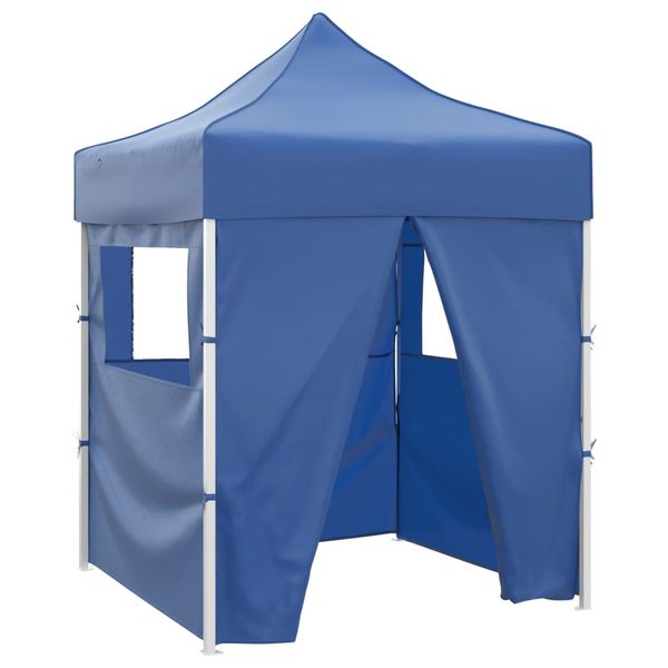vidaXL Profesionálny skladací párty stan+4 steny 2x2 m, oceľ, modrý