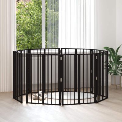 vidaXL Psia brána 8 pcs Čierny 60 x 80 cm Pozinkovaná oceľ