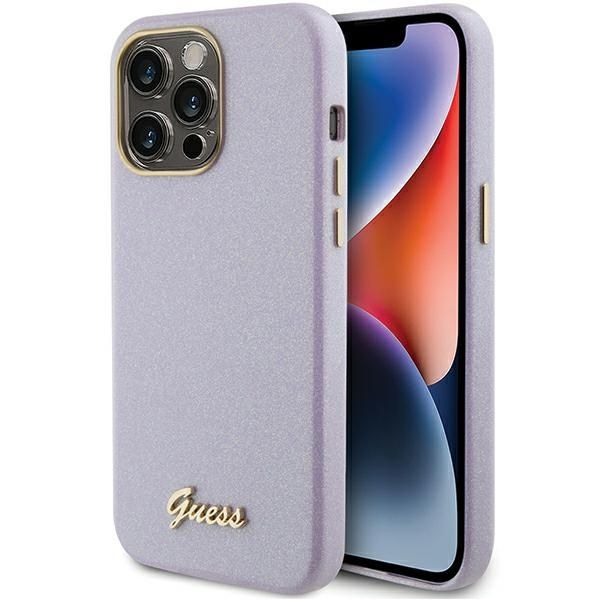 Guess puzdro pre iPhone 15 Pro Max 6,7" GUHCP15XPGMCSL fialové tvrdé puzdro Glitter Glossy Script