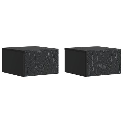 vidaXL Nástenný bočný stôl 2 pcs Čierna 34,5 x 33 x 20 cm