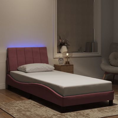 vidaXL Rám postele s LED bez matraca Hankoružový 90x190 cm zamat