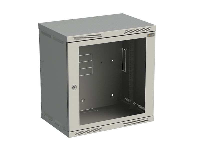 Rozvádzač nástenný SENSA 12U 400 mm, dvere sklo, RAL 7035, SENSA-12U-64-11-G