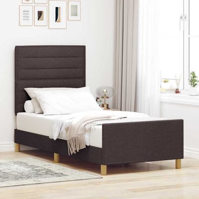 vidaXL Rám postele s čelnou doskou Tmavo hnedá 80 x 200 cm látka