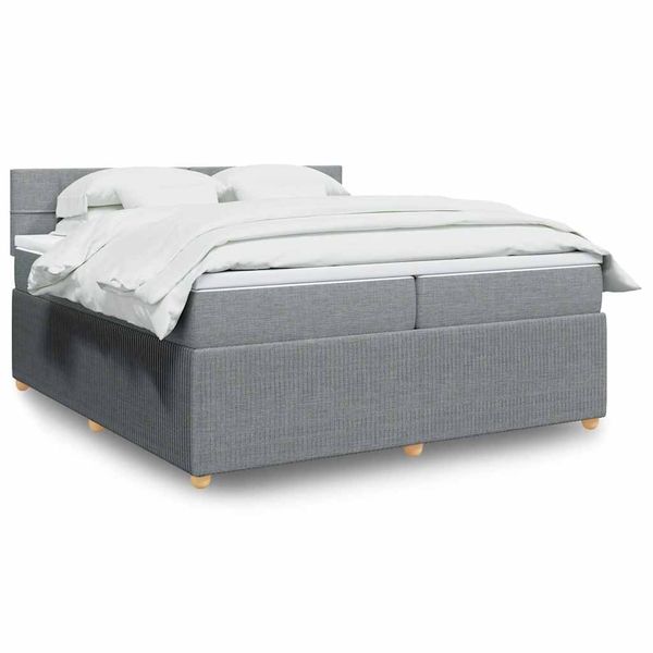 vidaXL Posteľný rám boxsping s matracom bledosivý 200x200 cm látka