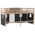 vidaXL Detská vyvýšená posteľ závesy bielo-čierna 80x200 cm borovica