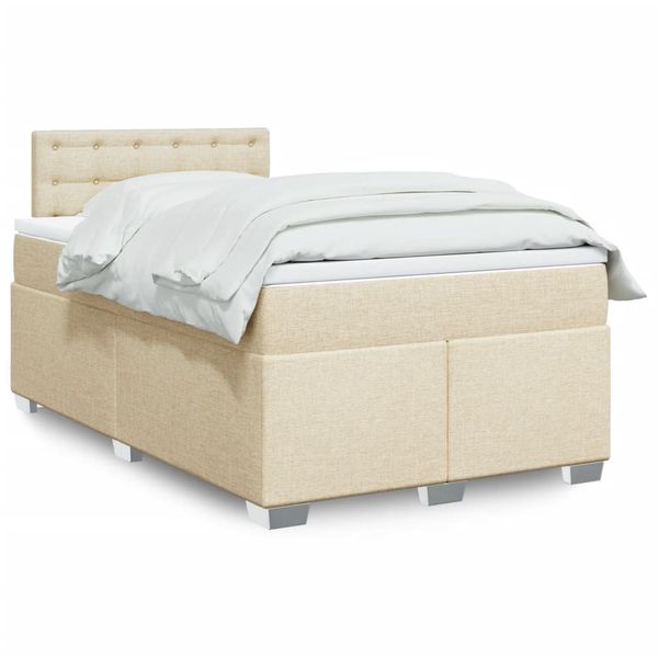 vidaXL Boxspring posteľ s matracom krémová 120x190 cm látka