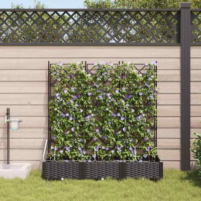 vidaXL Záhradný kvetináč 3 pcs Čierny 120 x 40 x 126 cm Plast