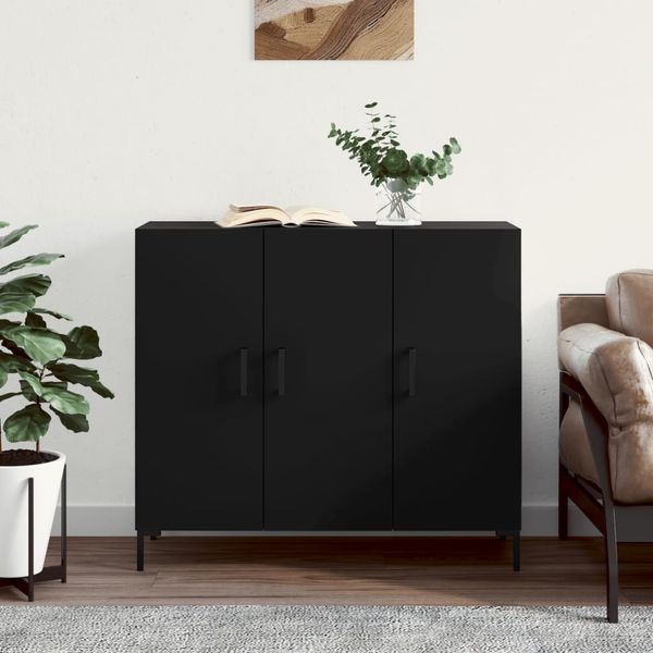 vidaXL Komoda čierna 90x34x80 cm kompozitné drevo
