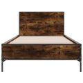 vidaXL Posteľný rám dymový dub 90x190 cm kompozitné drevo a kov