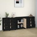 vidaXL Komoda čierna 230x35x80 cm borovicový masív