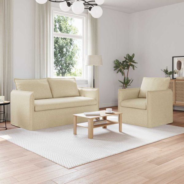 vidaXL Sada pohoviek 2 pcs Krémová 156 x 82 x 85 cm Látka