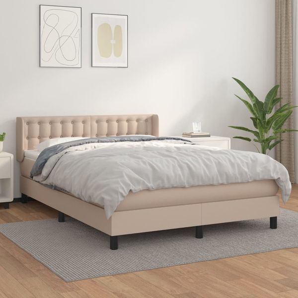 vidaXL Boxspring posteľ s matracom kapučínová 140x190 cm umelá koža