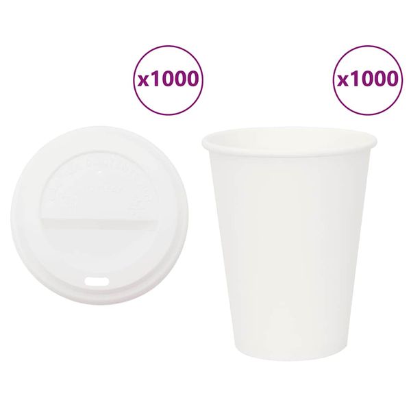 vidaXL papierové šálky na kávu s viečkom 1000 ks 12oz 300ml
