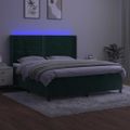 vidaXL Posteľný rám boxsping matrac a LED tmavozelený 160x200 cm zamat