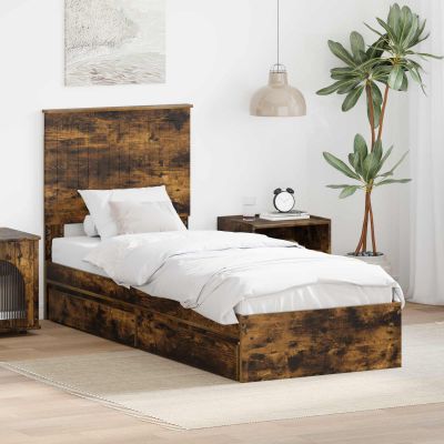 vidaXL Úložná posteľ Dymová dub 75 x 190 cm Kompozitné drevo