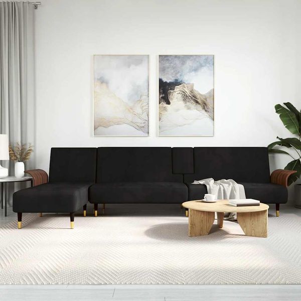 vidaXL Pohovka v tvare L čierna 279x140x70 cm zamat
