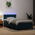 vidaXL Posteľný rám boxsping s matracom a LED tmavomodrý 80x210 cm zamat