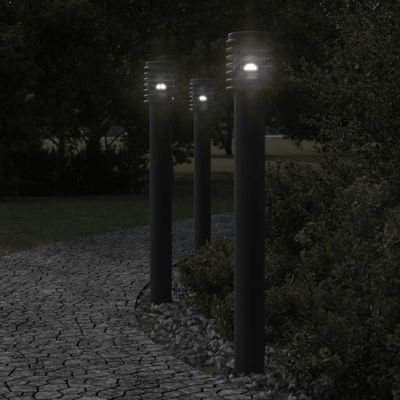 vidaXL Vonkajšie stojace lampy zásuvka 3 ks čierne 110 cm nehrdz. oceľ
