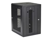 15U Vented Cabinet - Rozvádzač stojanový skriňa - 4 pozície - montáž na stenu - čierna - 15U - 16"