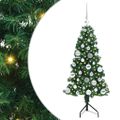 vidaXL Rohový umelý vianočný strom s 150 LED-i Zelená 120 cm PVC a kov