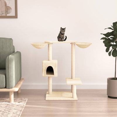 vidaXL Škrabadlo pre mačky so stĺpikmi krémové 82 cm