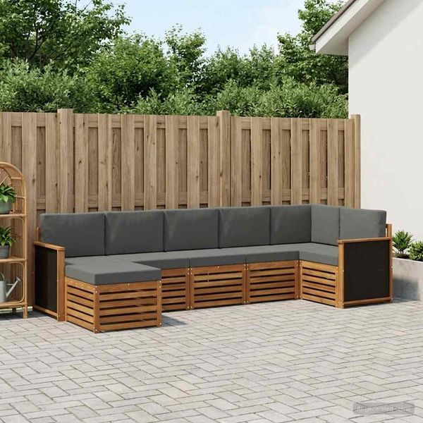 vidaXL Sada rohových gaučov s vankúšom 6 pcs Prírodná a antracitová
