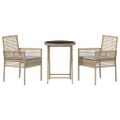 vidaXL Záhradný bistro set 3 ks Béžová polyratan