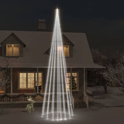vidaXL Vianočný stromček na stožiari 1134 studených bielych LED 800 cm
