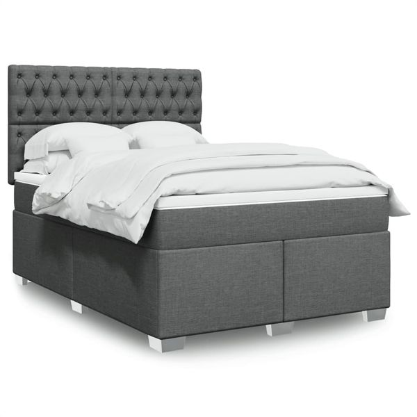 vidaXL Boxspring posteľ s matracom tmavosivá 140x200 cm látka