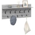 vidaXL Vešiak na stenu Nástenná montáž Sivý Sonoma 100 x 40 x 12 cm