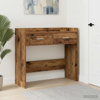 vidaXL Konzolový stôl Staré drevo 90 x 35 x 80 cm Kompozitné drevo
