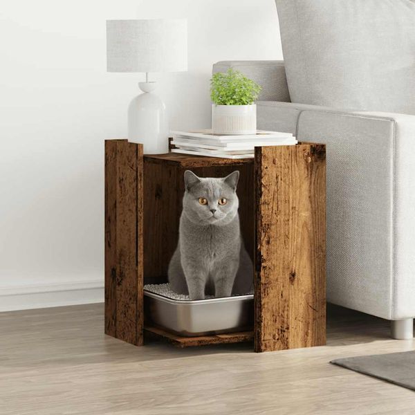 vidaXL Uzavretý box na stelivo staré drevo 42x42x51cm kompozitné drevo