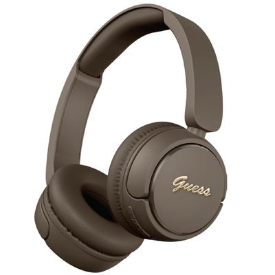 Bezdrôtové slúchadlá Guess BT HEADPHONES SCRIPT METAL LOGO hnedé