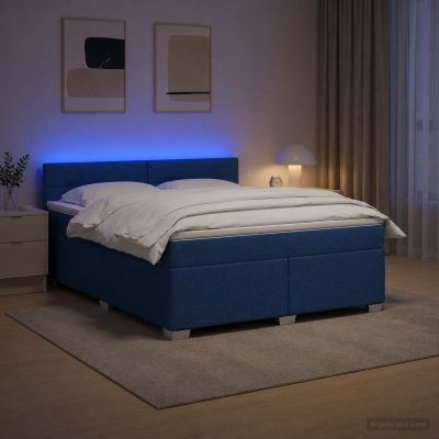 vidaXL Posteľ s boxspringom a matracom a LED Modrá 140 x 190 cm Látka