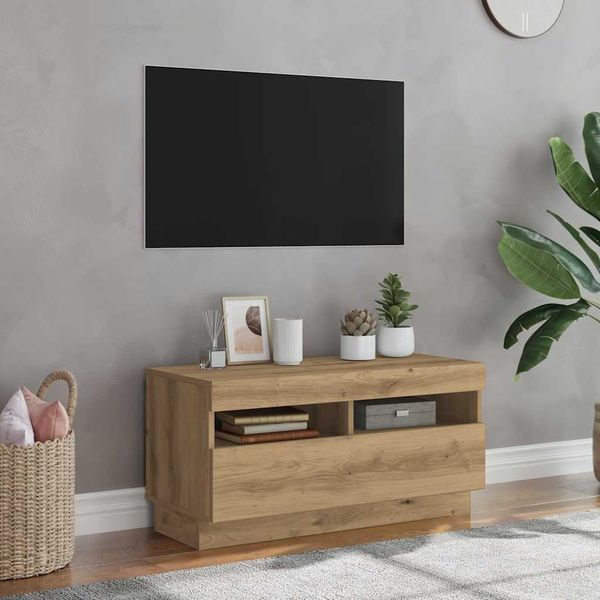 vidaXL TV skrinka s LED dub artisan 80x35x40 cm kompozitné drevo