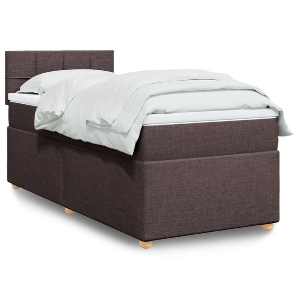 vidaXL Posteľný rám boxsping s matracom hnedý 80x200 cm látka