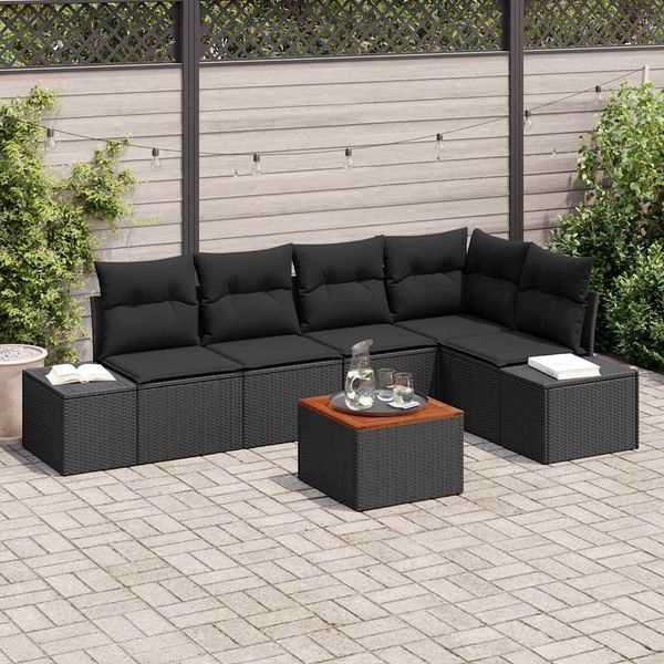 vidaXL Súprava záhradných pohoviek s úložiskom 6 pcs Čierna polyratan