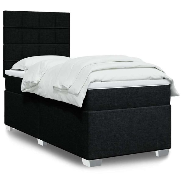 vidaXL Posteľný rám boxspring s matracom čierny 90x190 cm látka