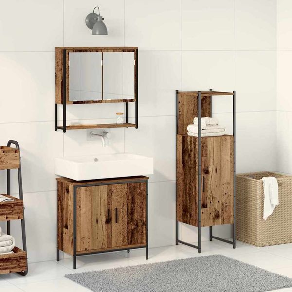 vidaXL Sada kúpeľňového nábytku Nástenný 3 pcs Hnedá Kompozitné drevo