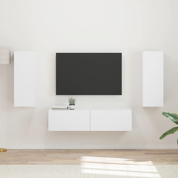 vidaXL Zostava TV skriniek Nástenný 2 pcs Biela Kompozitné drevo