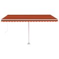 vidaXL Voľne stojaca ručne zaťahovacia markíza 450x350cm oranžovohnedá