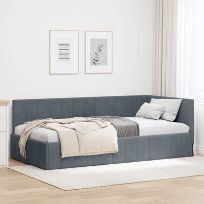 vidaXL Rohový rám postele Tmavo šedá 100 cm x 200 cm Zamat