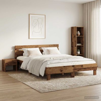 vidaXL Rám postele Staré drevo 135 x 190 cm Kompozitné drevo